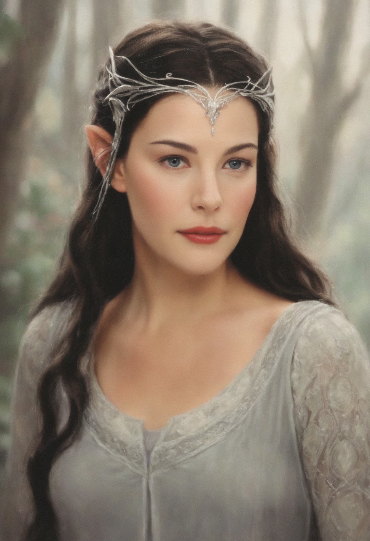 stunning medium photo of liv_arwen, (pointed ears:0.7), ethereal elven beauty, <lora:arwen_prodigy_sdxl_3300:0.75>